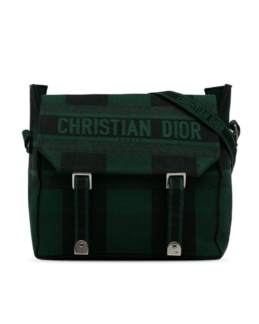 Dior Green Plaid Crossbody Adjustable Bag