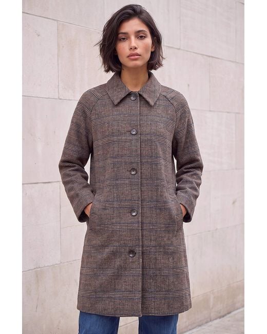 Roman Brown Petite Check Coat