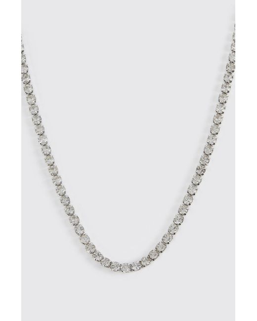 BoohooMAN White Iced Chain Necklace for men