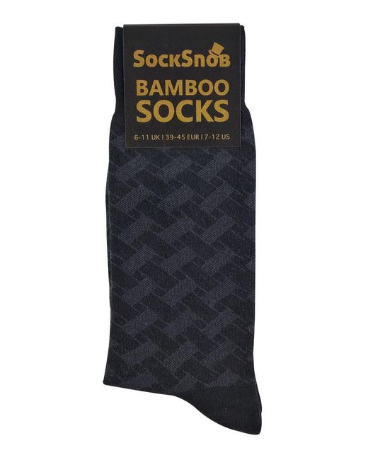 Sock Snob Blue Patterned Design Formal Bamboo Dress Socks for men