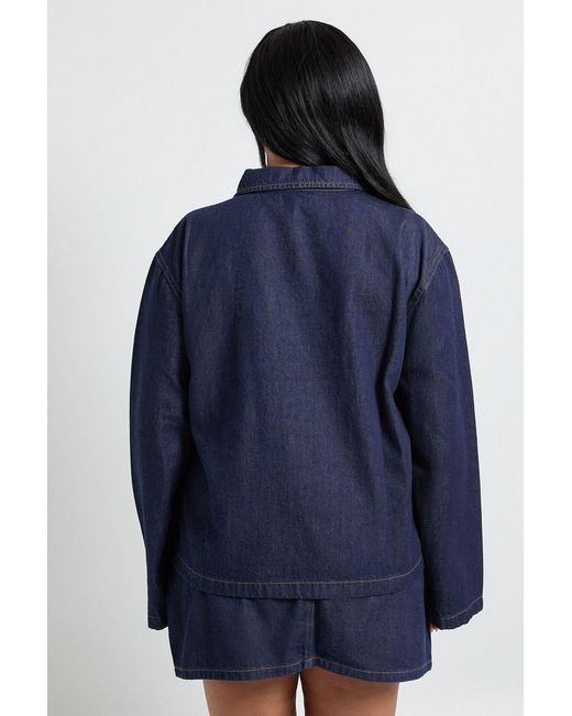 Boohoo Purple Plus Denim Collared Rugby Shirt