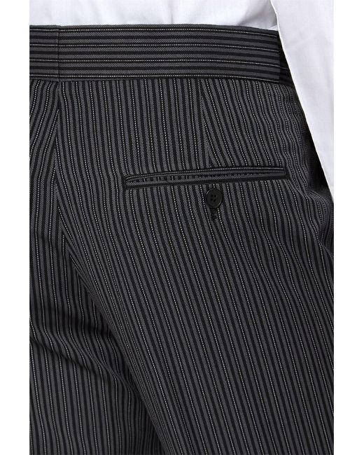 Scott Blue Flat Fronted Striped Tailored Suit Trousers for men