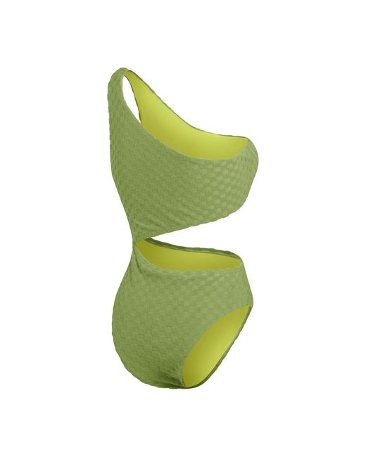 Speedo Green Ty C Out Textured Checkerboard Swimsuit
