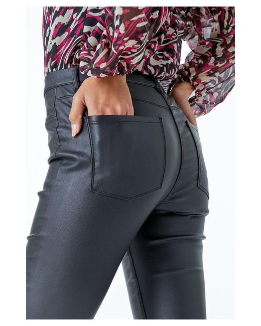 Roman Blue Coated Faux Leather Jeggings