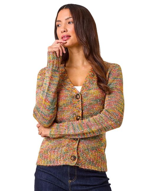 Roman Multicolor Nep Button Detail Cardigan