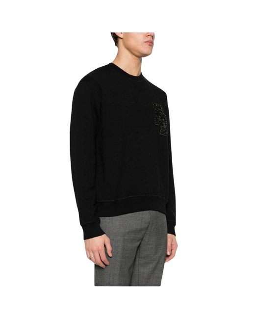 DSquared² Black D2 Sequin Logo Crew Neck Jumper Cotton for men