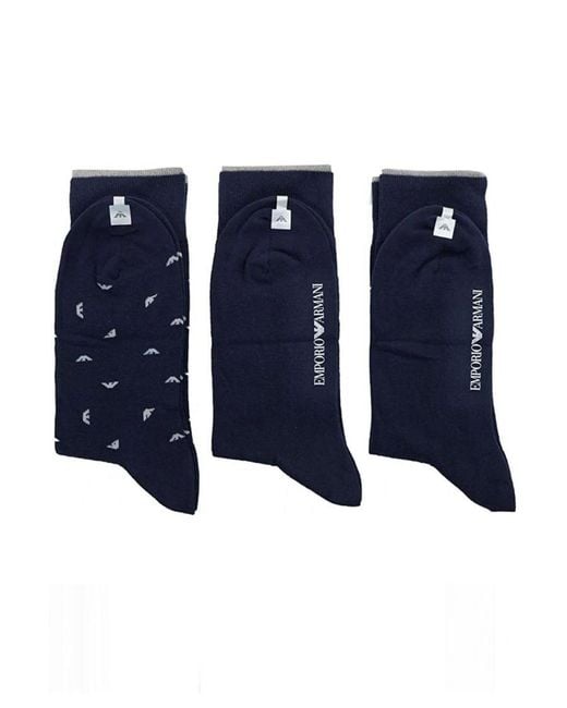 Emporio Armani Blue 3 Pairs Of Socks Gift Set for men