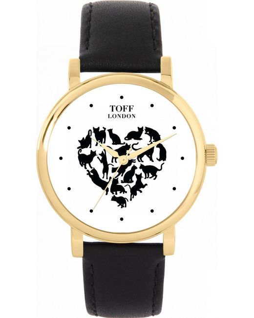 Toff London Black Tlws-39104 Ladies Love Cats Watch