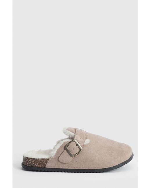 Oasis Natural Melinda Faux Suede Fur Lined Closed Toe Footbeds