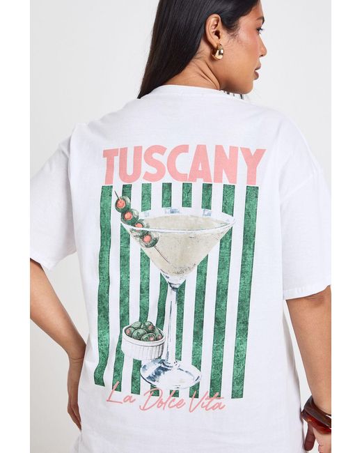 Boohoo Gray Plus Tuscany Printed T-Shirt