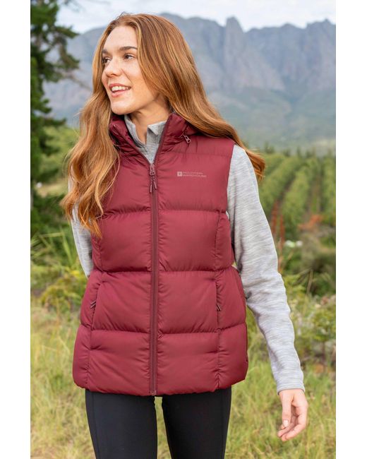 Mountain Warehouse Red 'Astral' Padded Gilet With Side Pockets Water Resistant Hooded Jacket