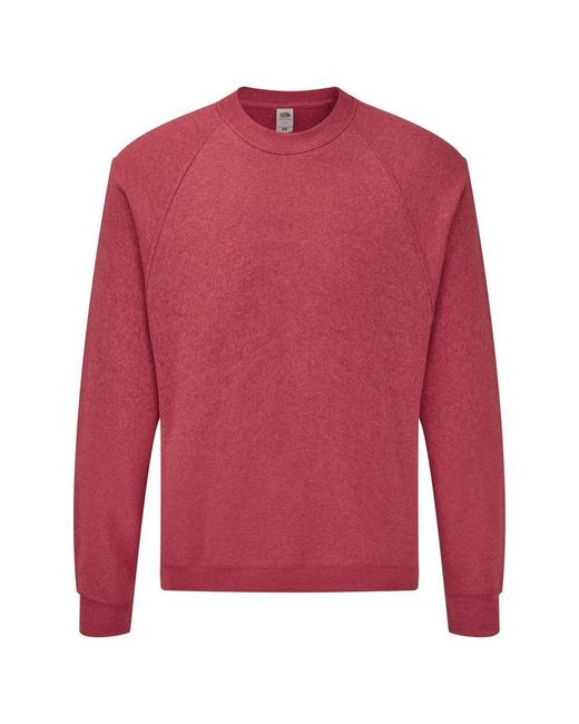 Fruit Of The Loom Red Raglan Sleeve Belcoro Sweatshirt (Heather) for men