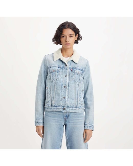 Levi's Dames Original Sherpa Trucker Jacket In Lichtblauw in het Blue