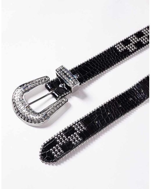ASOS Blue Western Cowboy Checkerboard Studded Belt for men