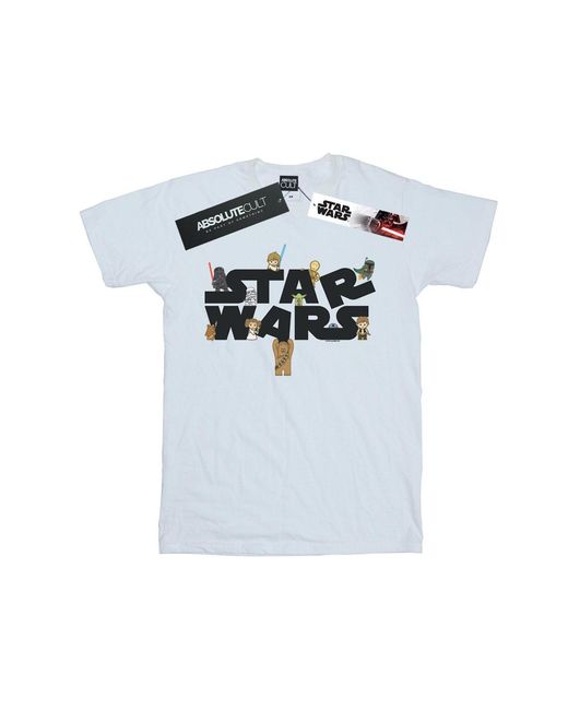 Star Wars White Kiddie Logo T-Shirt Cotton for men