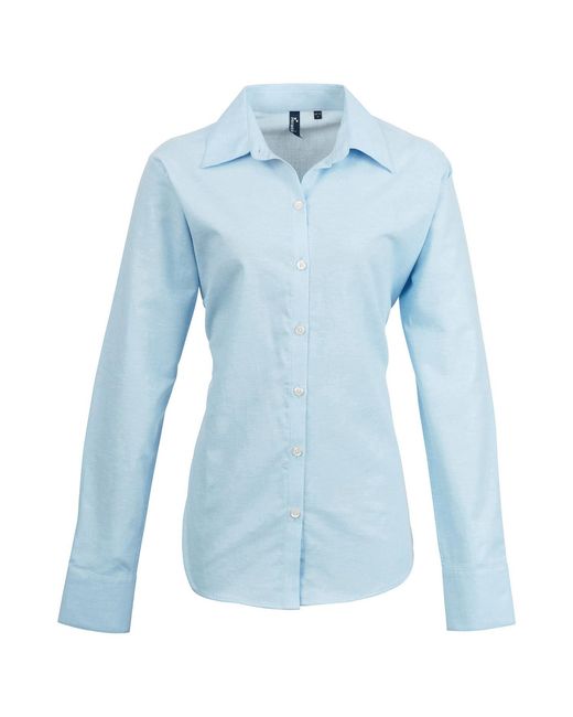 PREMIER Blue Ladies Signature Pearlised Oxford Long-Sleeved Shirt (Light)