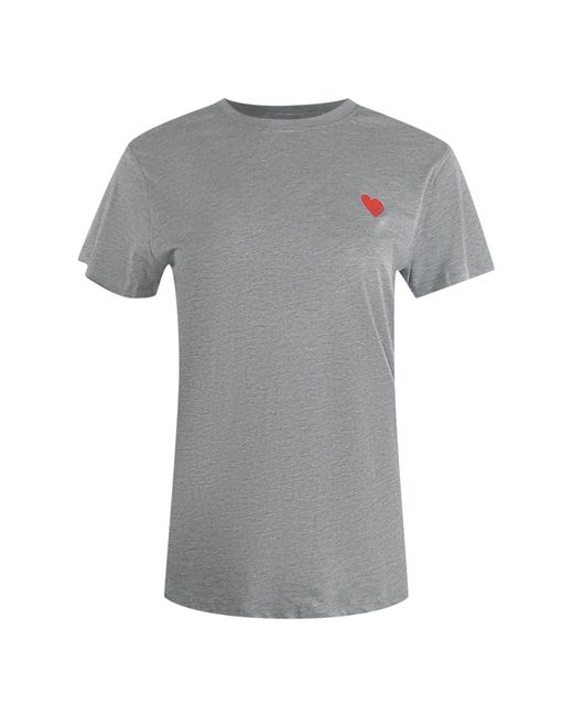 Moschino Gray Love Heart Logo T-Shirt Cotton
