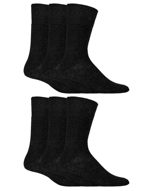 Gentle Grip Black 6 Pair Multipack Diabetic Sock With Honey Comb Top And Hand Linked Toe Seams for men