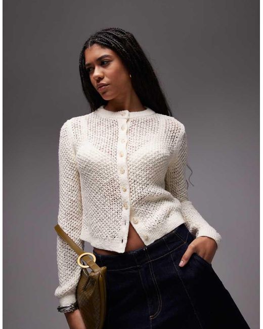 TOPSHOP Gray Knitted Stichy Cardi