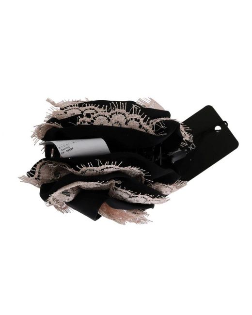 Dolce & Gabbana Black Silk Floral Lace Hair Claw
