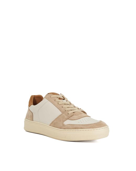 Dune Natural Tawly Leather Cup Sole Trainers for men