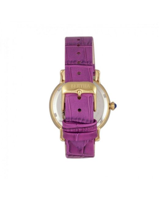 Bertha Pink Courtney Opal Dial Leather-Band Watch