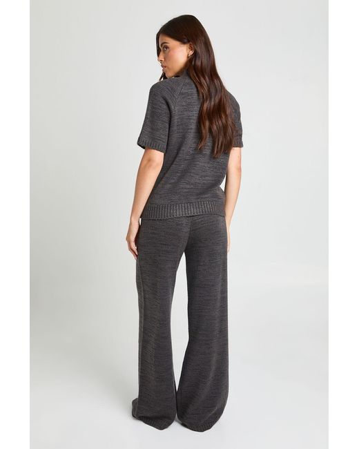 Boohoo Multicolor High Neck Knitted Top And Wide Leg Trouser Co-Ord