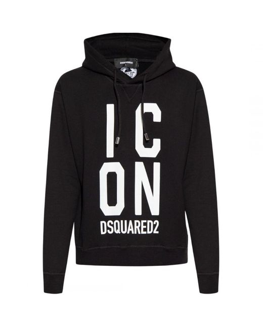 DSquared² Black Large Bold Icon Logo Hoodie for men