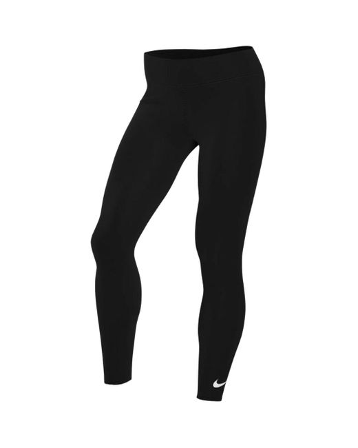 Nike Black Small Swoosh Logo Plain Leggings Material_Cotton