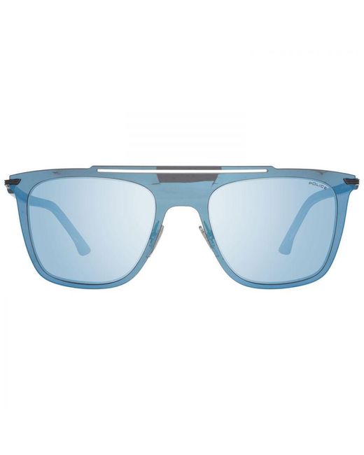 Police Blue Mirrored Rectangle Sunglasses for men