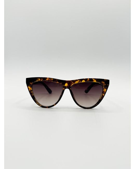 SVNX White Flat Top Round Sunglasses