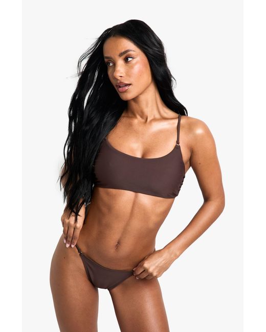 Boohoo Black Swimwear Essentials Crop Bikini Top