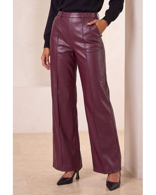 Roman Red Pintuck Faux Leather Trouser