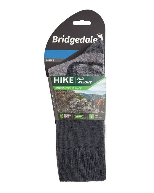 Bridgedale Black Hiking Midweight Merino Wool Socks for men