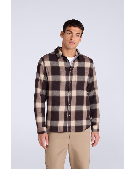 Mountain Warehouse Gray 'Cove' Check Flannel Shirt Cotton Buttoned Breathable Top for men