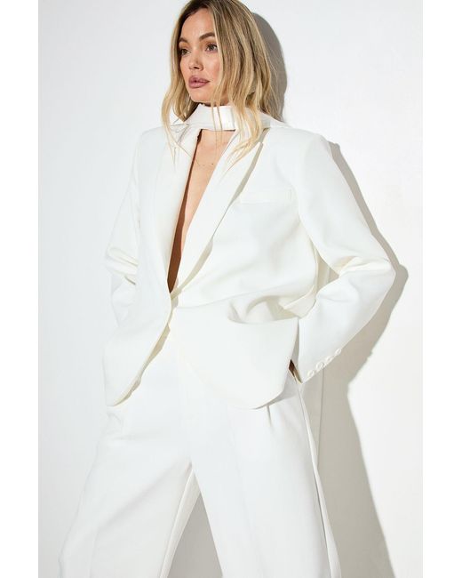 MissPap White Balloon Leg Pleat Front Tailored Trouser