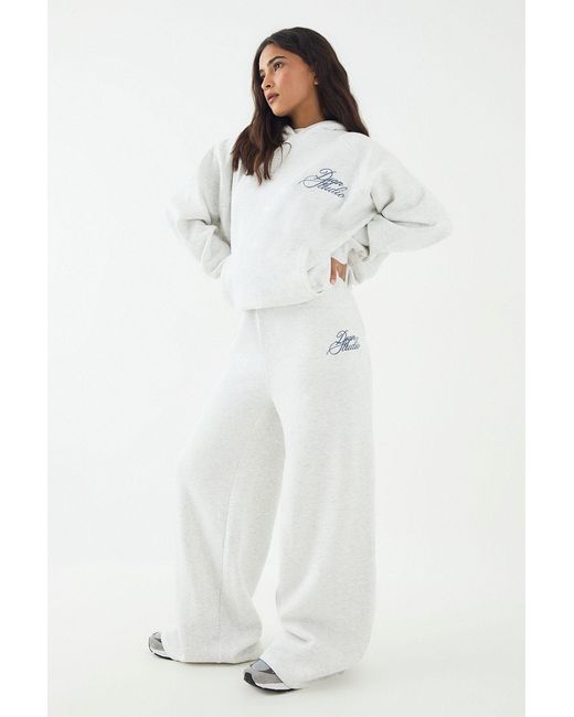 DSGN Studio White Contrast Script Straight Leg Jogger