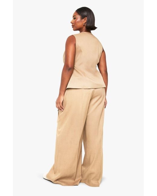 Boohoo Natural Plus Tailored Seam Detail Trouser