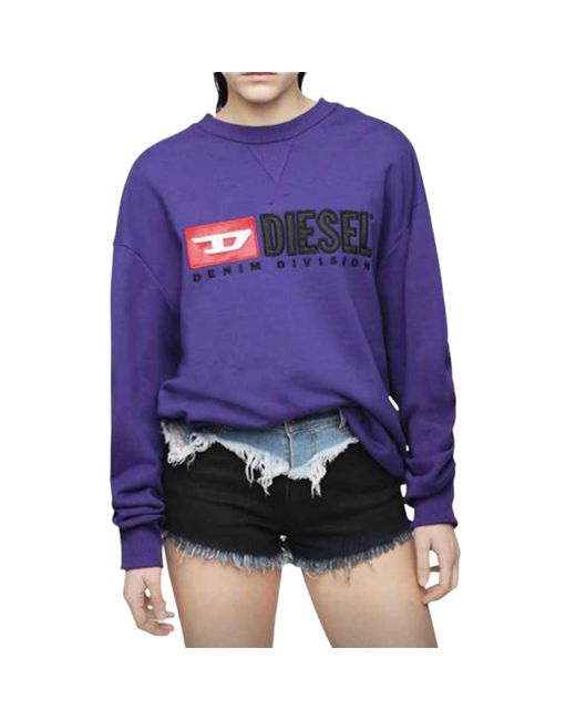DIESEL Purple F Arap Sweatshirts Crew Neck Oversized Classic Pullover Sweaters