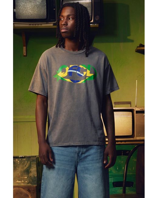BoohooMAN Green Oversized Boxy Ofcl Washed Brazil T-Shirt for men