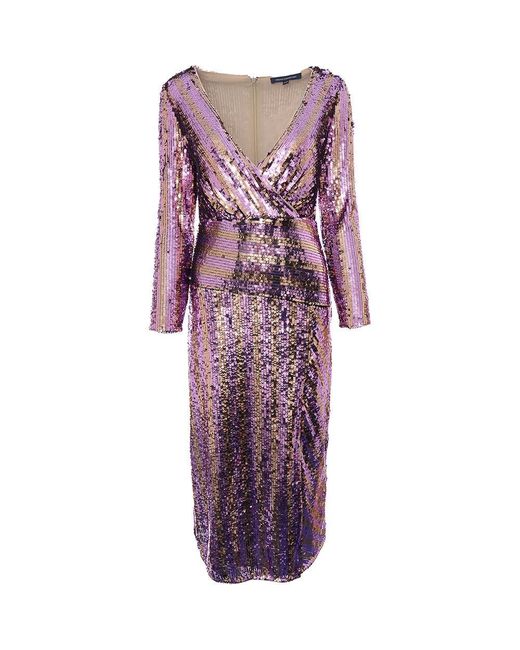 French Connection Purple Fiki Midi Wrap Dress