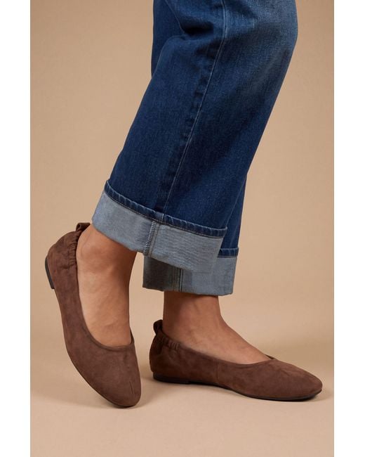 Good for the Sole Blue Julia Faux Suede Ruched Elasticated Ballet Pumps