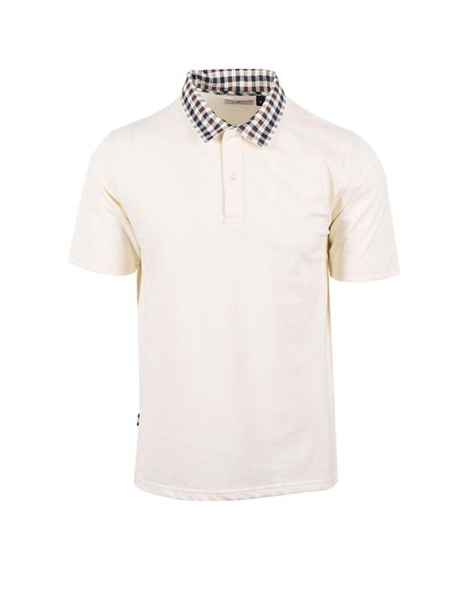 Aquascutum White Club Check Collar Polo Old for men