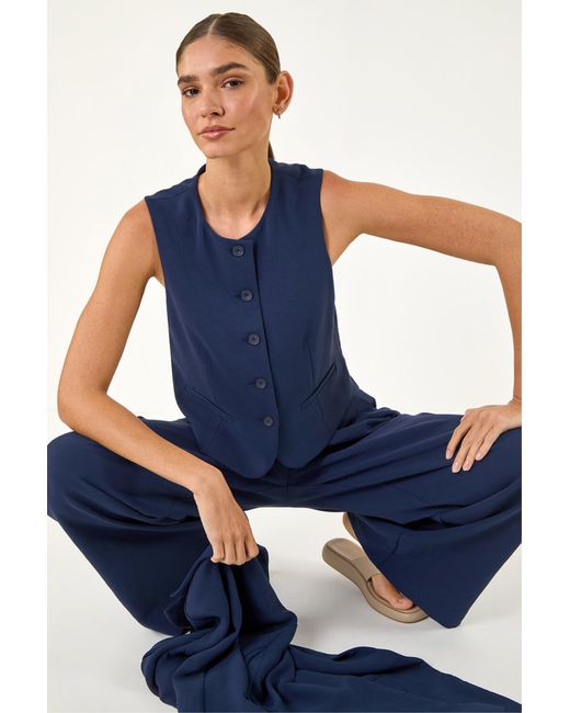 Roman Blue Buttoned Waistcoat