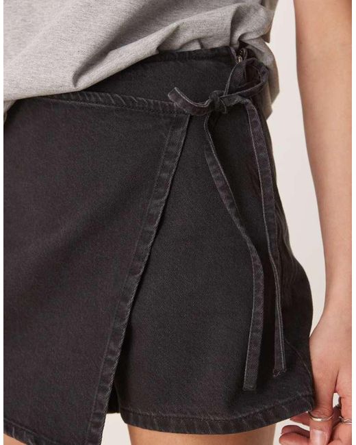 ASOS Natural Denim Wrap Skort