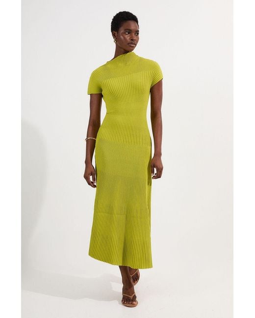 Karen Millen Green Stitch Detail Knit Midi Dress