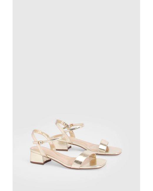 Boohoo Natural Wide Fit Low Block 2 Part Heels