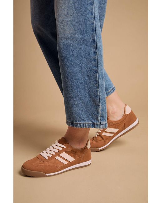 Oasis Blue Penny Faux Suede Lace Up Trainers