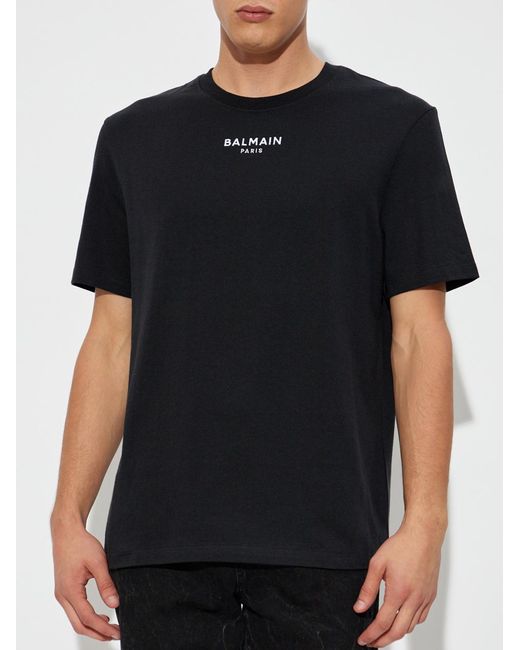 Balmain Black Small Embroidered Logo T-Shirt