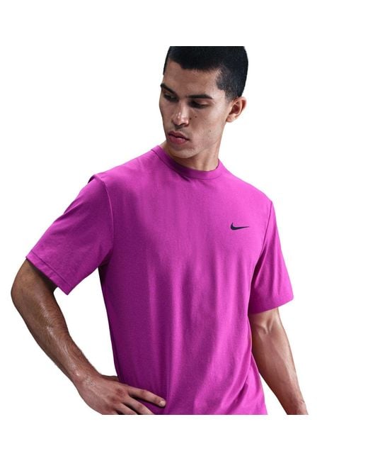 Nike Purple Fit Uv Hyverse Short Sleeve Fitness Top for men